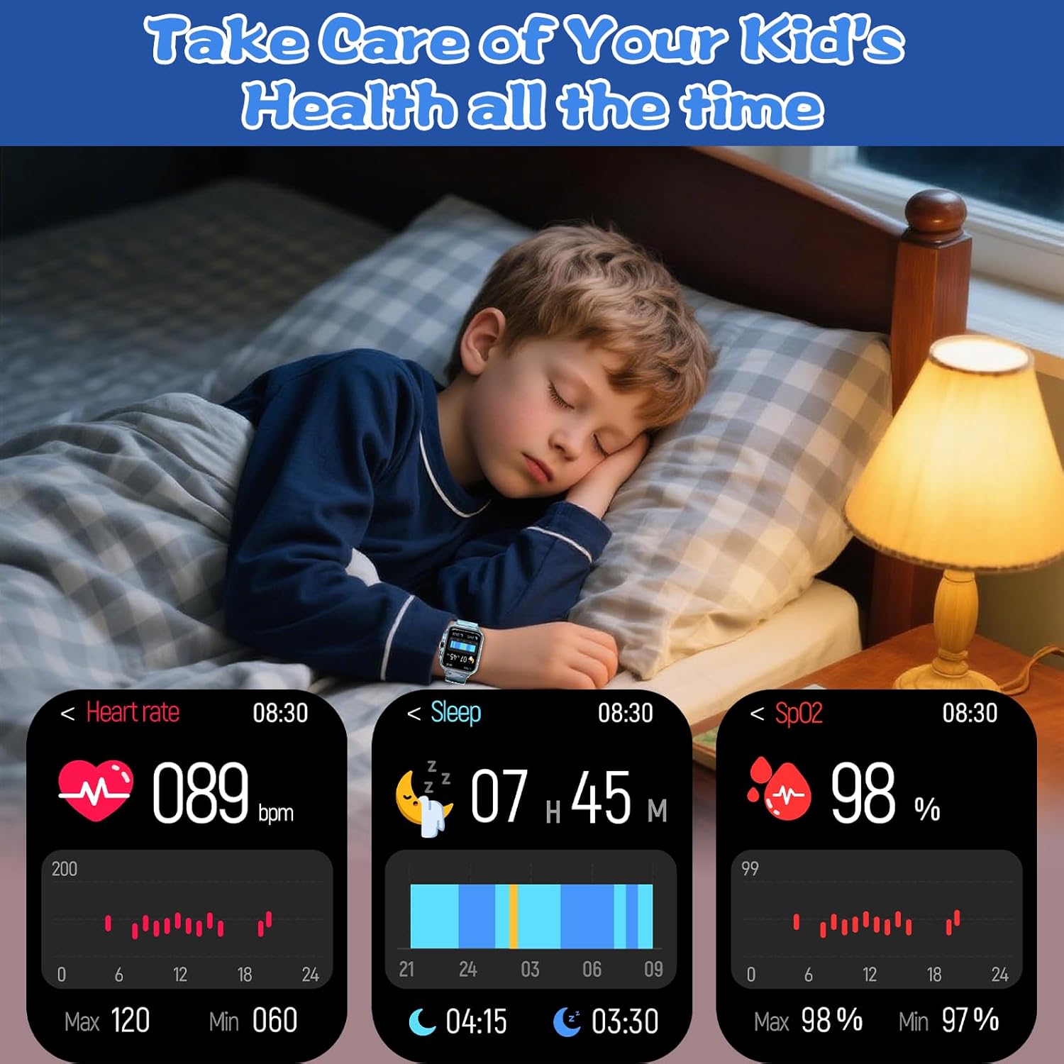 Smart Watch for Kids Boys Age 5-12, Ai Functions Games HD Touch Screen Watches with Video Camera Music Player Pedometer Heart Rate Sleep Tracker Christmas