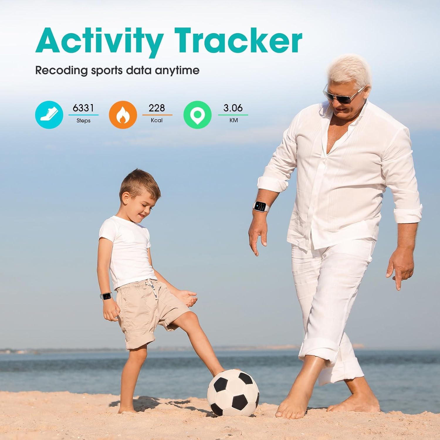 Watch Senior Friendly No App/Phone Required, Waterproof Fitness Tracker Watch with Step Counter Calories/Sleep Tracker for Walking Running