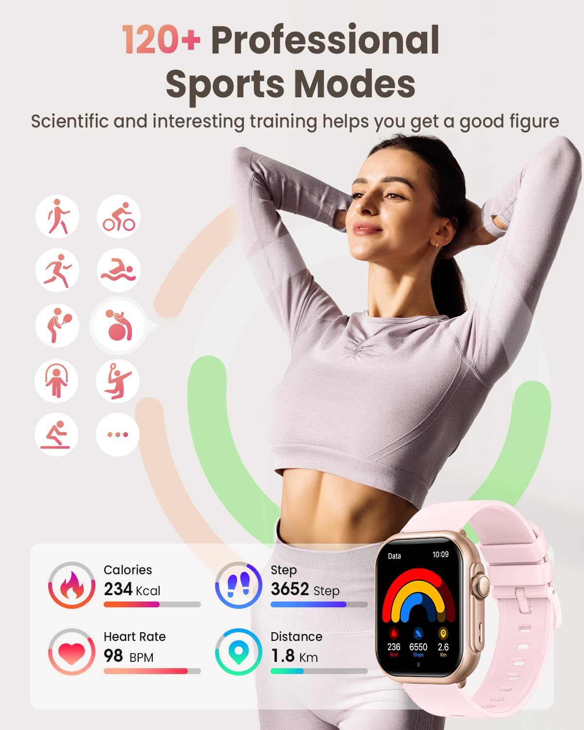 Smart Watch for Women Men Fitness: Smart Watch for iPhone&Android Bluetooth Call with SpO2 Sleep Heart Rate Monitor,IP68