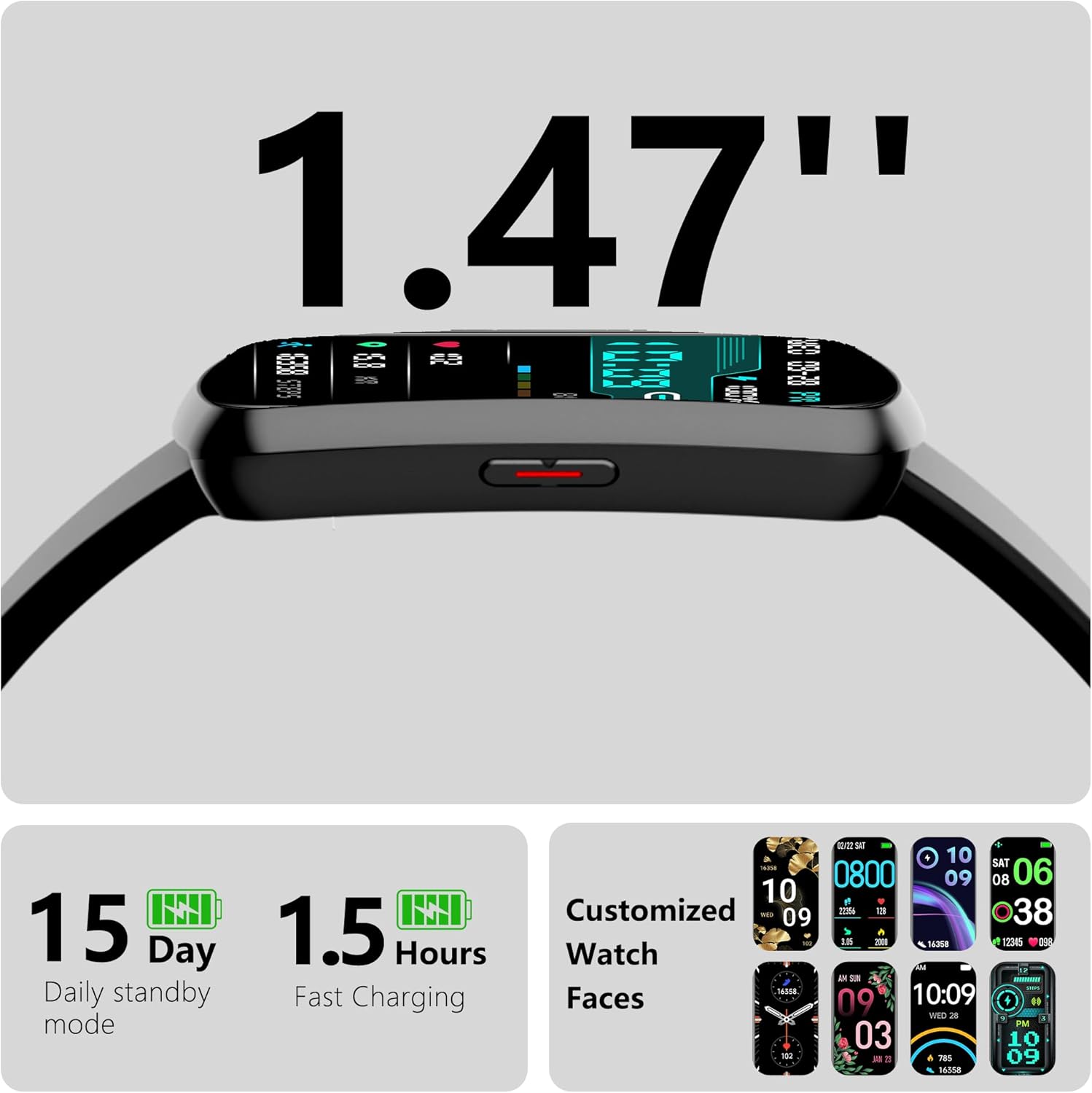 Health Fitness Tracker, Smart Watch with 24/7 Heart Rate, Activity Tracker with Blood Pressure and Blood Oxy-gen Monitor