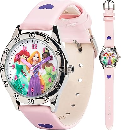 Princess Time Teacher Watch for Kids – Easy Analog Time Learning, Colorful Princess Design, Adjustable Strap